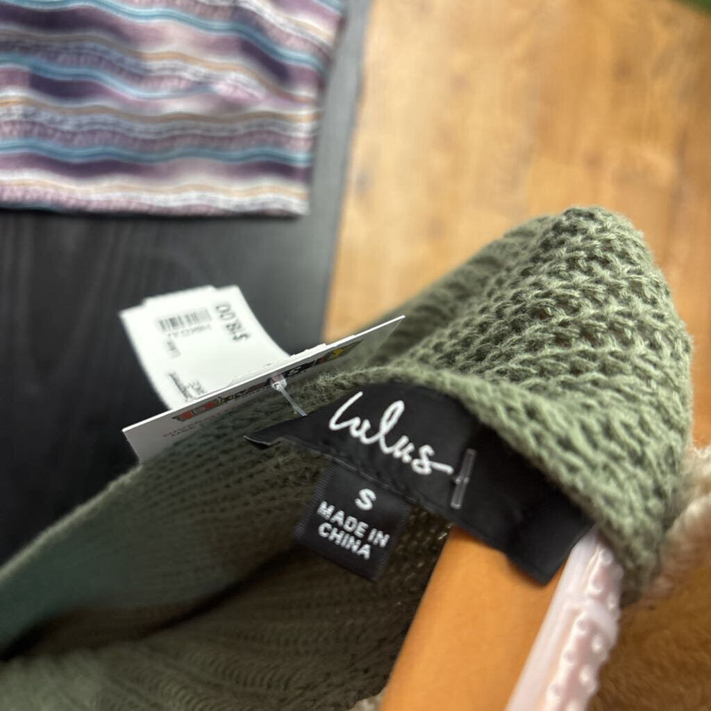 Lulus Green Crochet Knit Sweater Top Green Ladies Size S