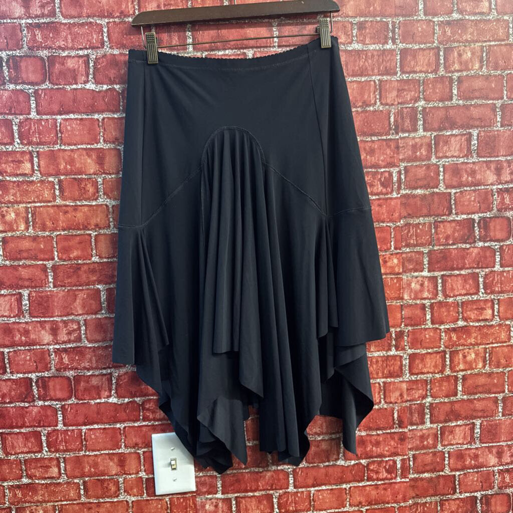 Marithe Francois Girbaud Black Midi Skirt Layered Ladies Size L