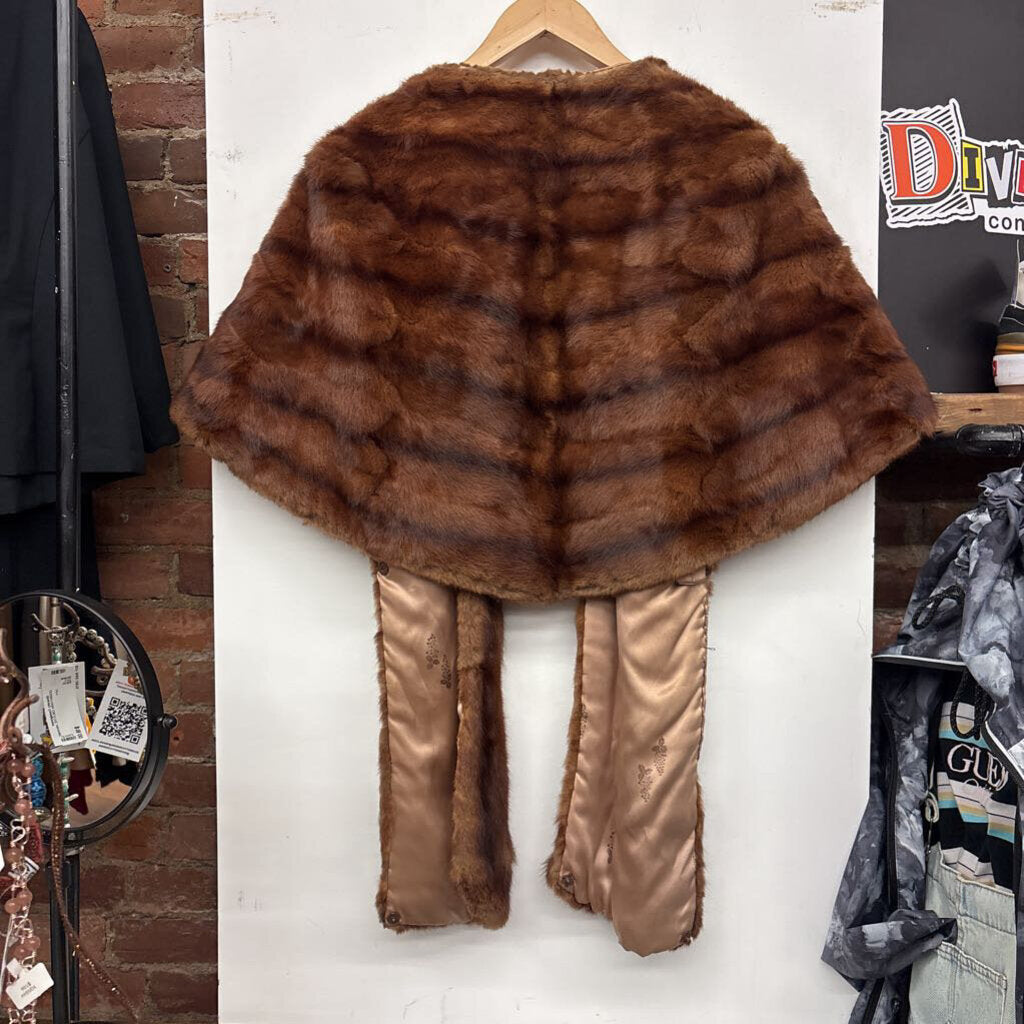 Vintage Brown Fur Shawl Size OS