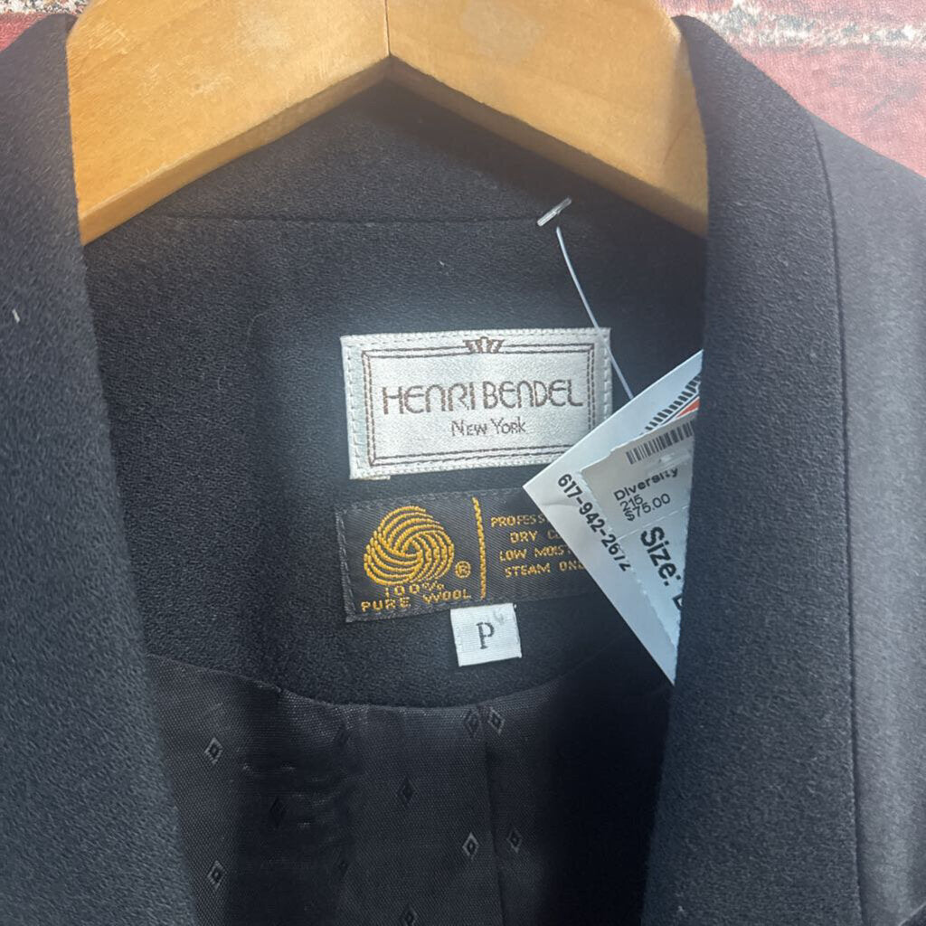 Henri Bendel Black Tuxedo Style Blazer Jacket Ladies Size P