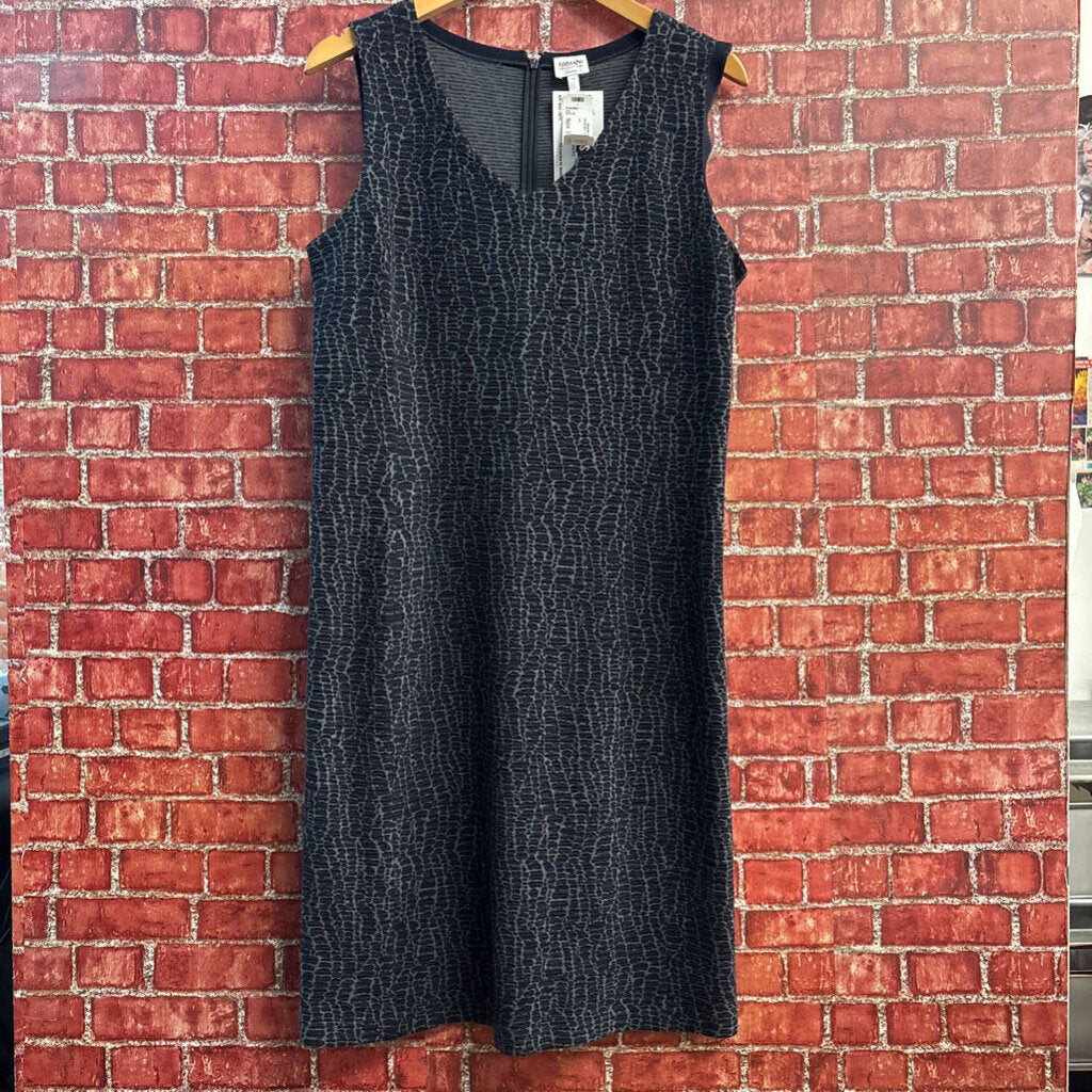 Armani Collezioni Textured Animal Pattern Navy Blue Midi Dress Size 14