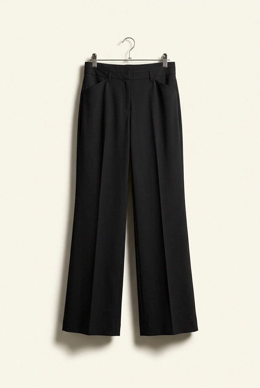 Theory Black Wide Leg Wool Trouser Pants Ladies Size 4
