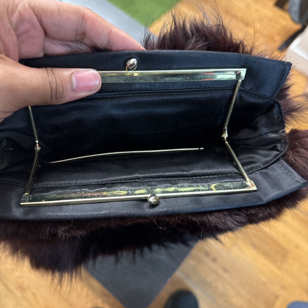 Vintage Purple Dyed Fox Fur Hand Warmer Bag