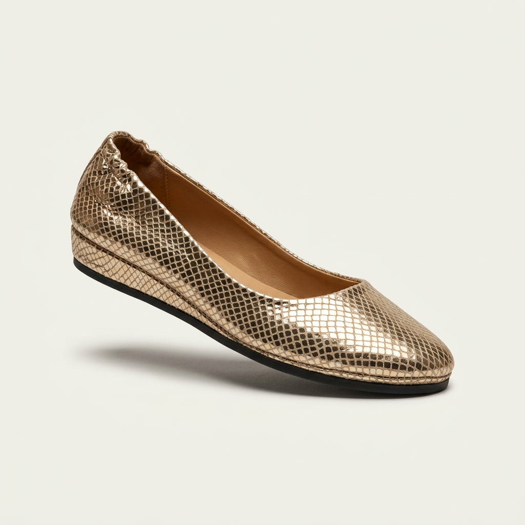 FS/NY Gold Snake Pattern Ballet Flats Size 6.5L