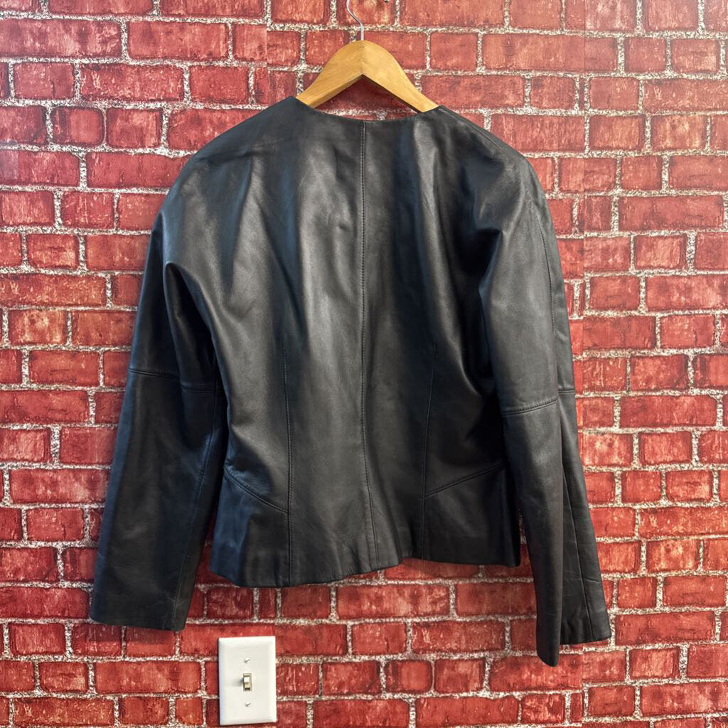 5/48 Black Leather Structured Soft Leather Jacket Ladies Size S