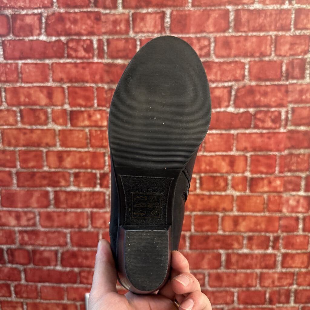 Aldo Black Gold Buckle Ankle Boots Size 8L