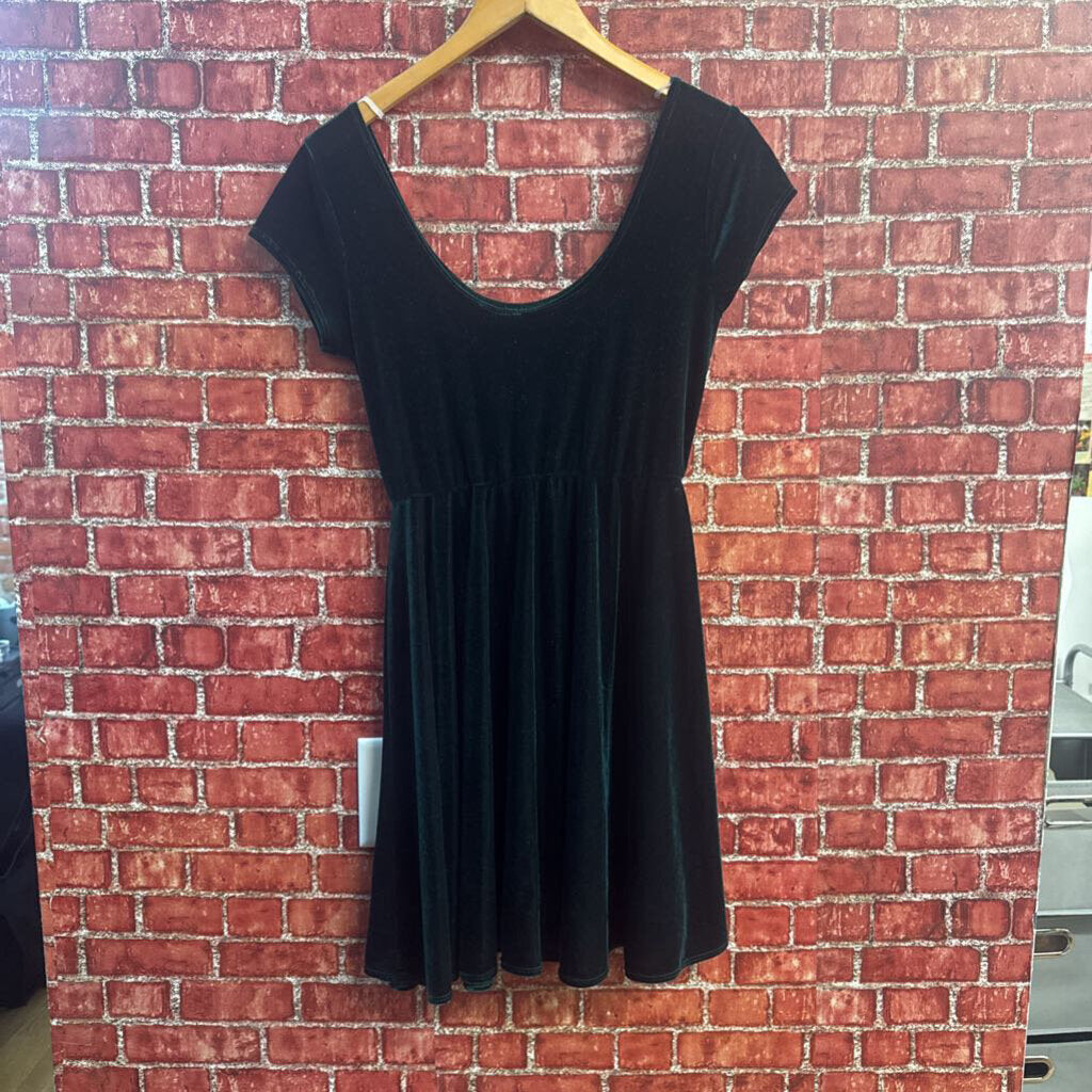 Ixia Velvet Scoop Neck Mini Dress Green Size L