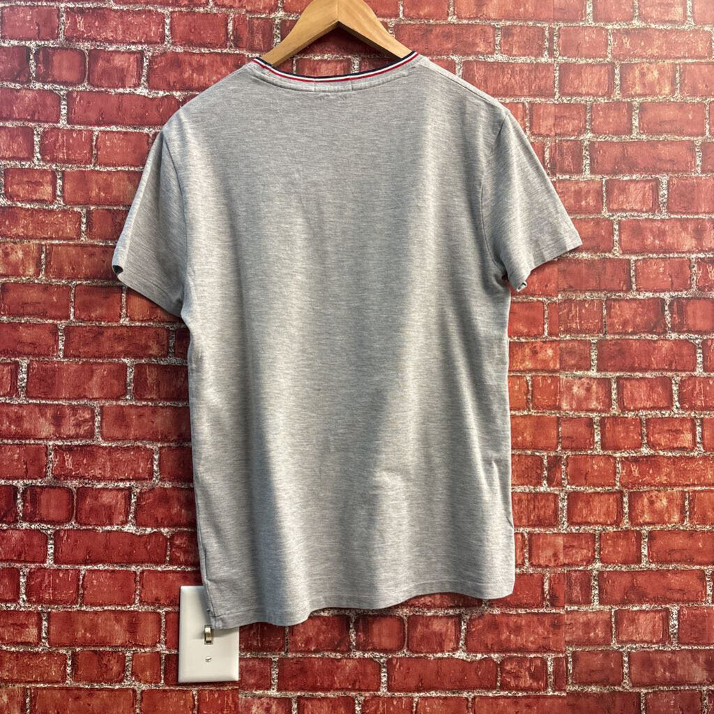 Polo Ralph Lauren T-Shirt Striped Collar Grey/Red/Blue/White Size M