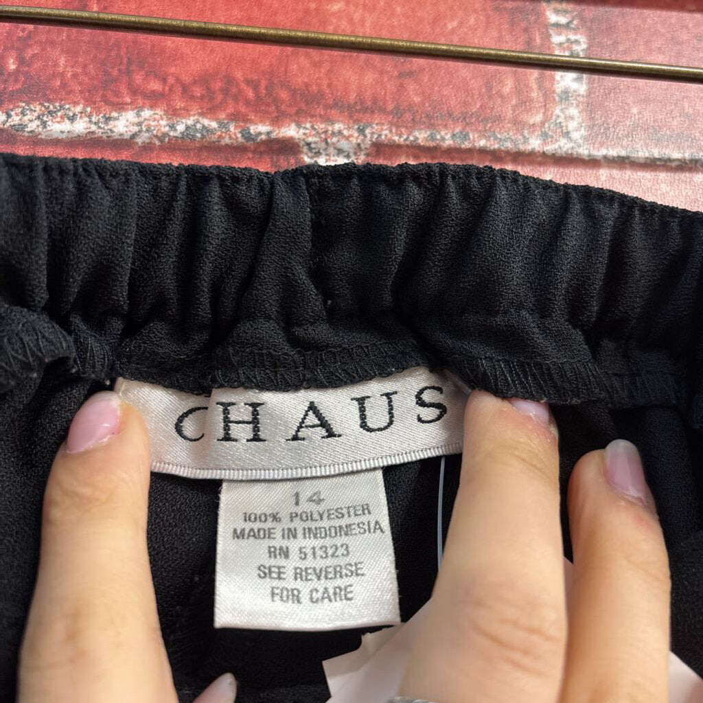 Vintage Chaus Midi A-Line Skirt Black Size 14