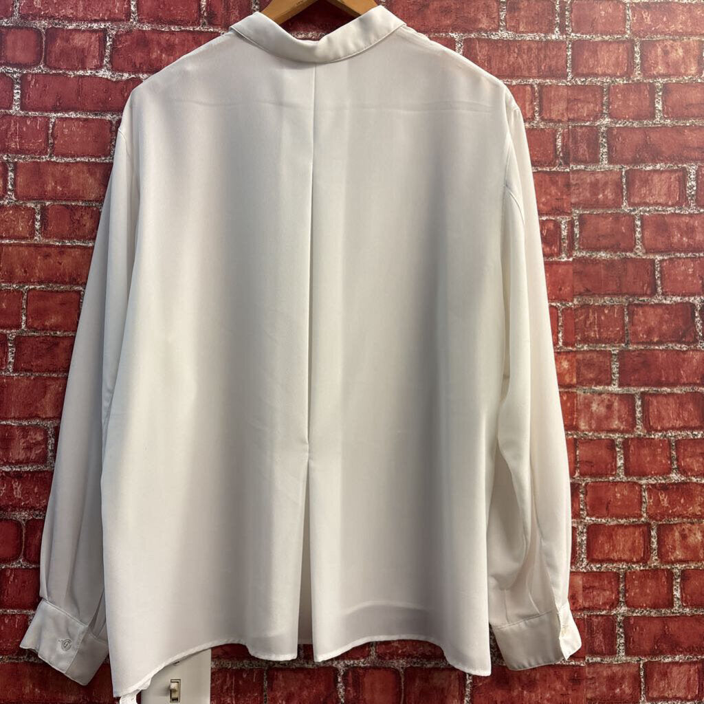 Jones New York Long Sleeve Button Up Blouse White Size 16