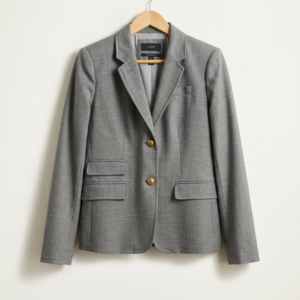 J. Crew Schoolboy Blazer Gold Buttons Grey Ladies Size 8