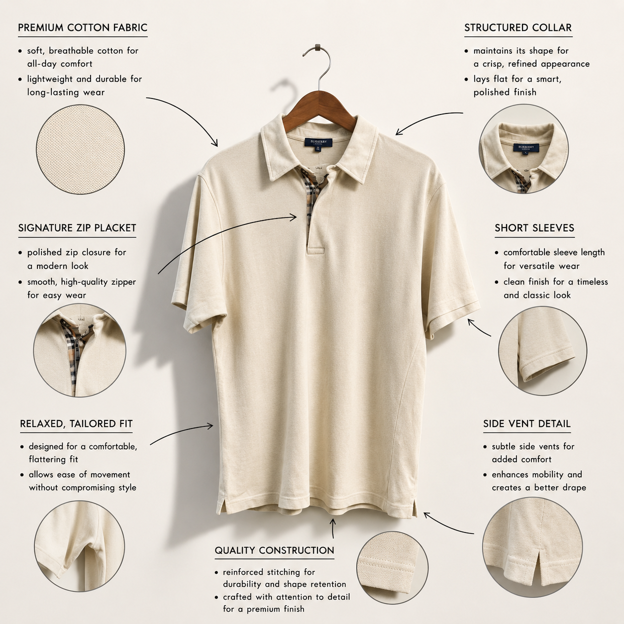 Burberry Polo Cream Size L