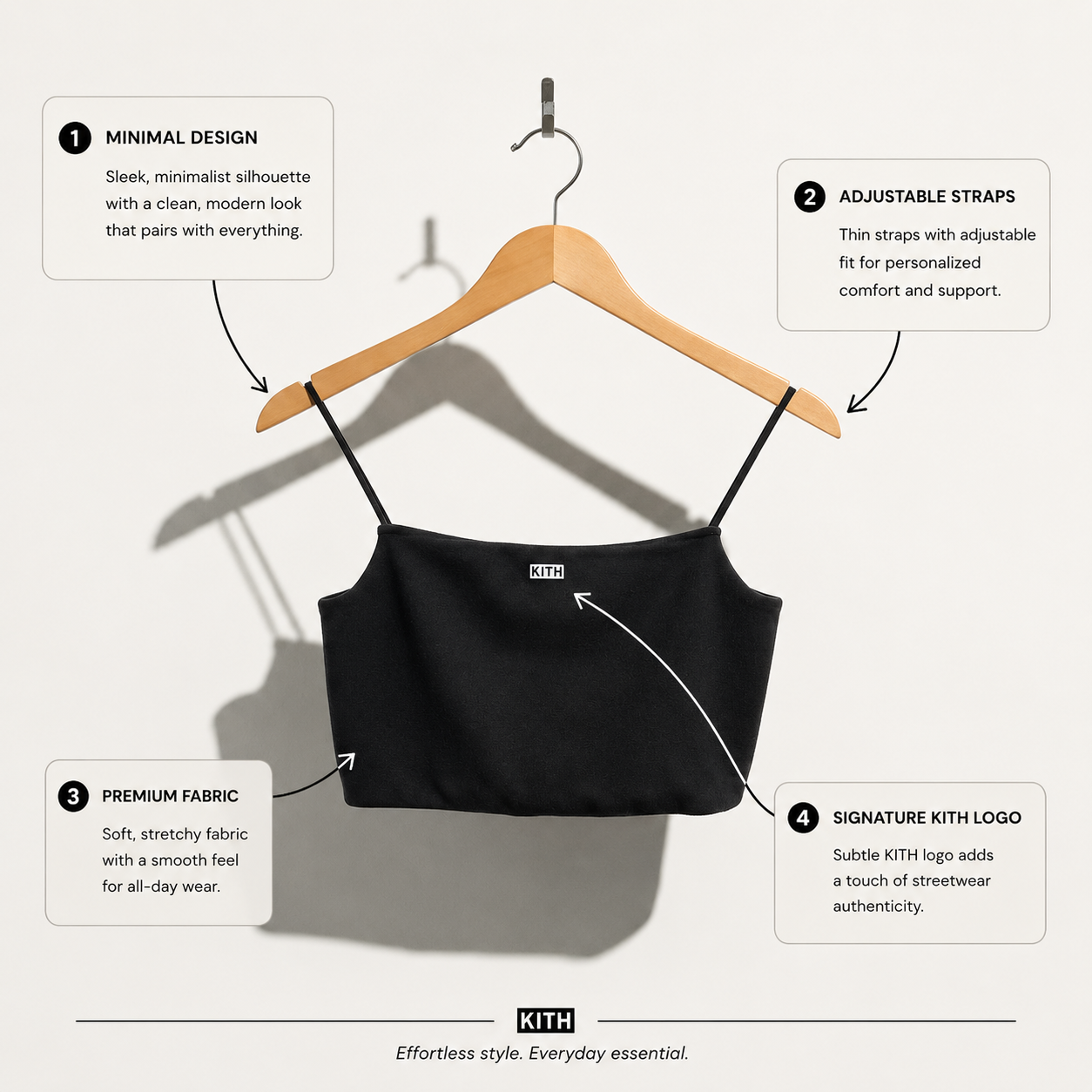 Kith Tank Crop Black Ladies Size S