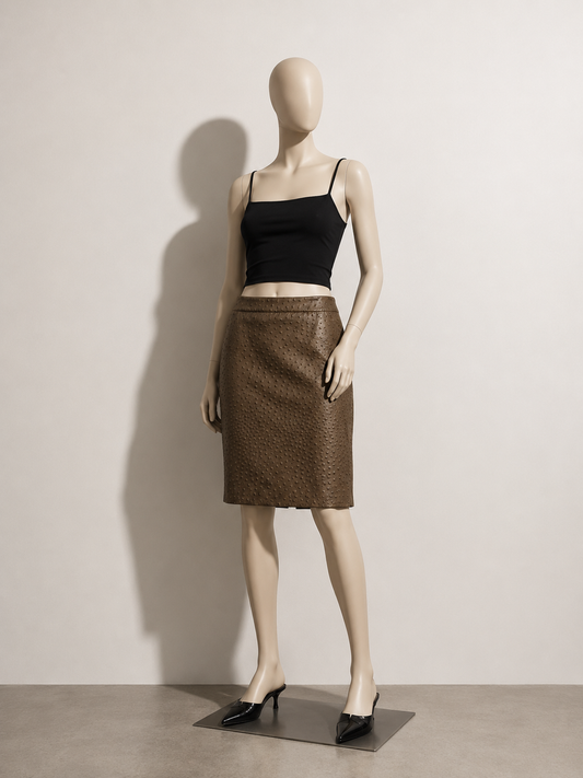 MaxMara Textured Midi Skirt Zipper Close Brown Ladies Size 6