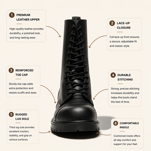 Vintage Dr Martens Geta Grip Black Combat Boots Size 9M
