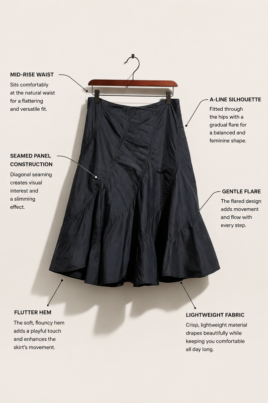 Areli Black Silk Skirt Size 14