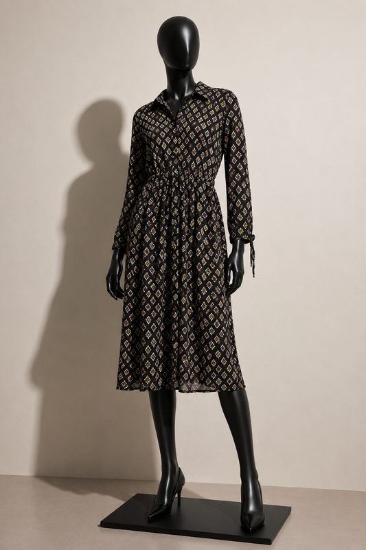 Diane Von Furstenberg Silk Midi Dress Black/Purple/Brown Size 8