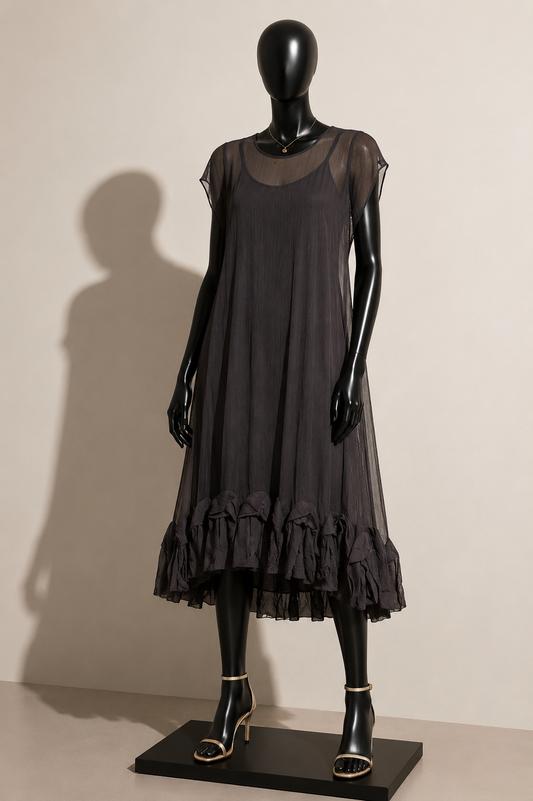Chan Luu Silk Midi Dress with Slip Mauve Size L