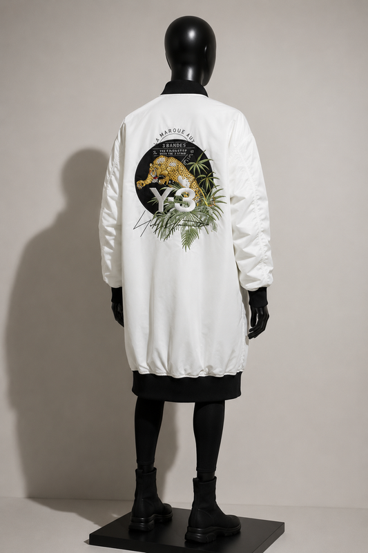 Adidas Y-3 Bomber Jacket Embroidered Cheetah White/ Black Size XS
