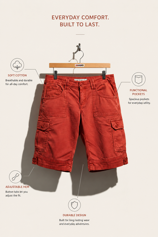 Aventura Shorts Roll Up Pockets Salmon Size 29