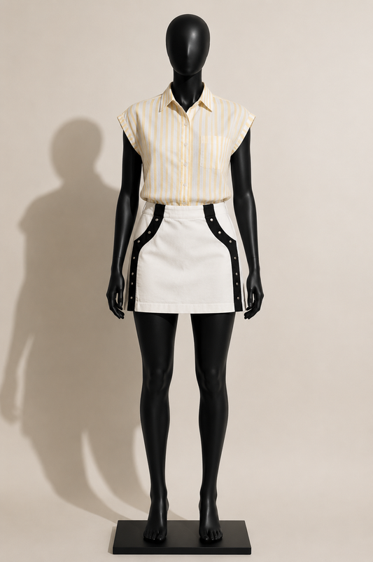Fairway & Greene Golf Skort Studded Strips White/Black Ladies Size 6