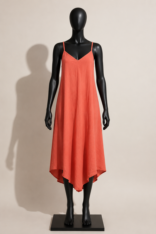 Terzo Millennio Midi Dress Tank Linen Salmon Size XS