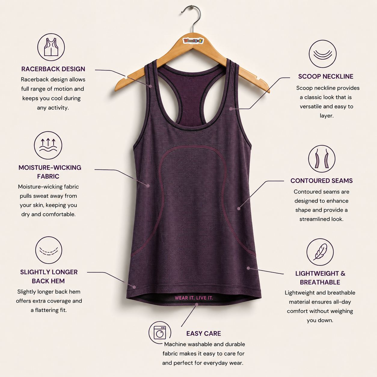 Lululemon Tank Racerback Stripes Black/Purple