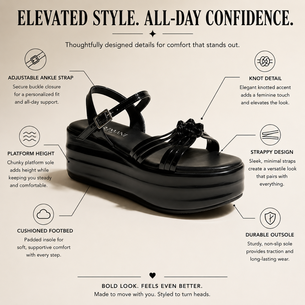 Cordani Platform Sandal Pleather Black Size 37 (7L)