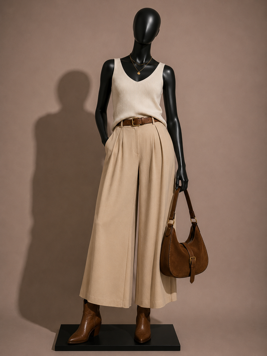 Tarun Tahiliani Silk Pant Tan Size M