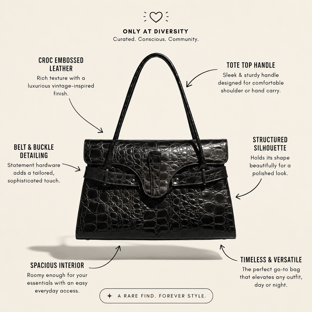 Stuart Weitzman Embossed Leather Bag Croc Pattern Brown