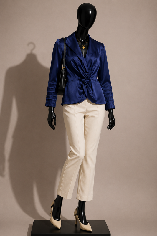 NWT Tadashi Top Shiny Peplum Jacket Blue Ladies Size 12