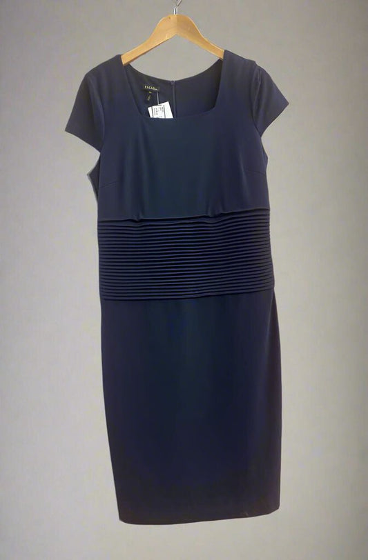 Escada Pleated Waist Dress Size 40 (M) Navy Blue