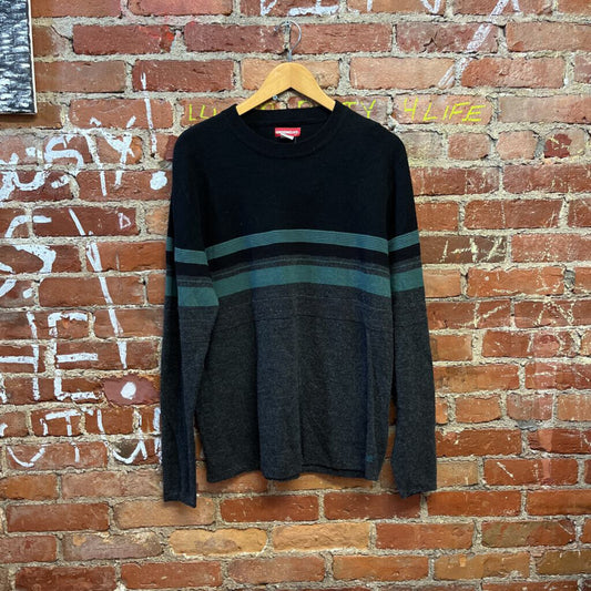 Y2K UnionBay Striped knit Sweater Black Green Size M