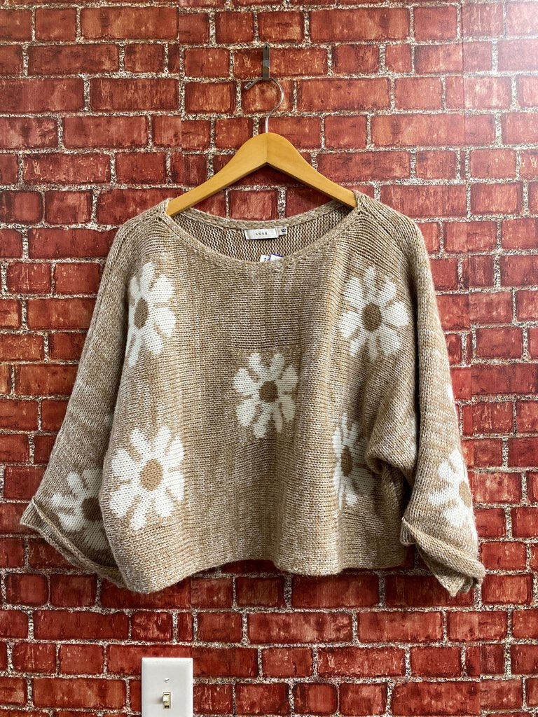 Lush Flower Pattern Crop Sweater