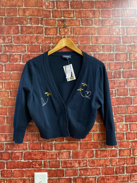 Modcloth Cropped Embroidered Cardigan Blue Size 1XL