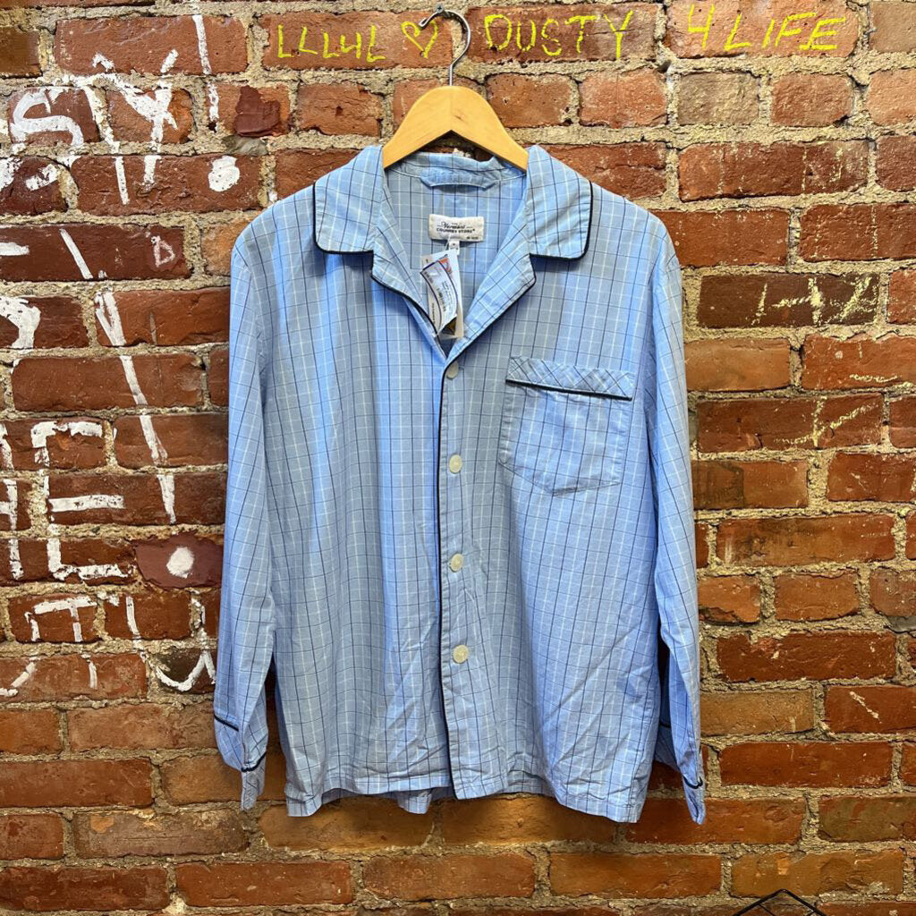 Vermont Country Store Plaid Button Down Sleep Top Blue Size M