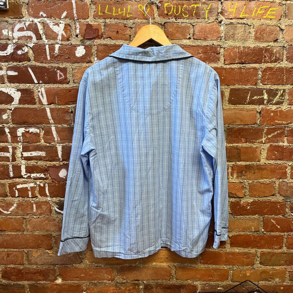 Vermont Country Store Plaid Button Down Sleep Top Blue Size M