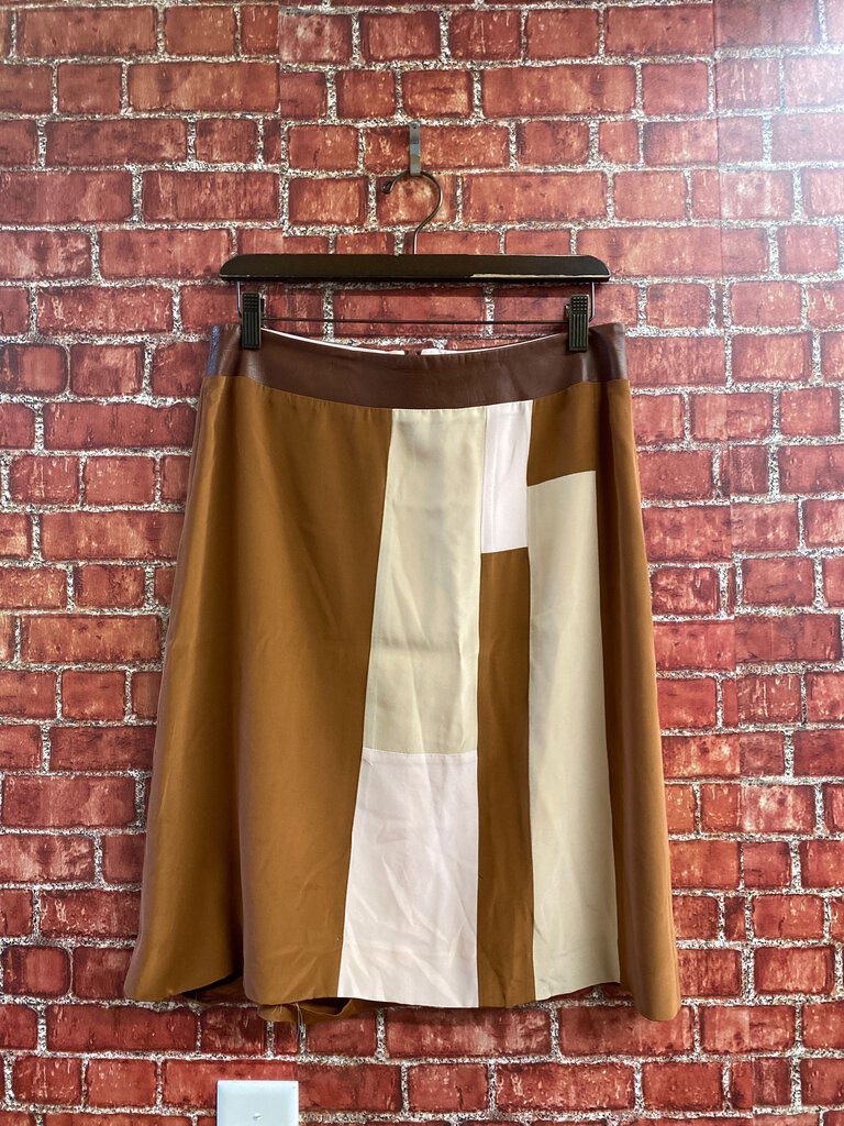 True Couture Silk Patch + Leather Skirt Size L