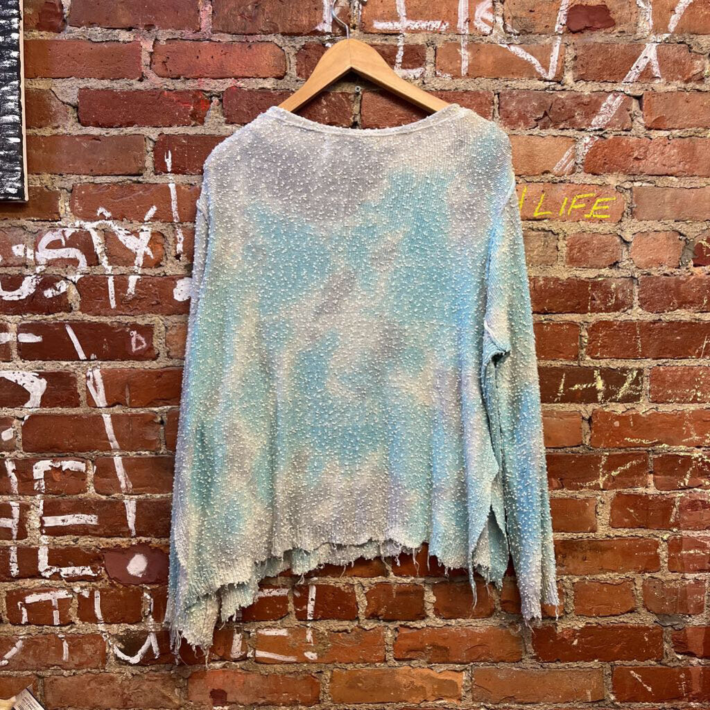 Vintage Havana Textured Knit Sweater Blue Size S