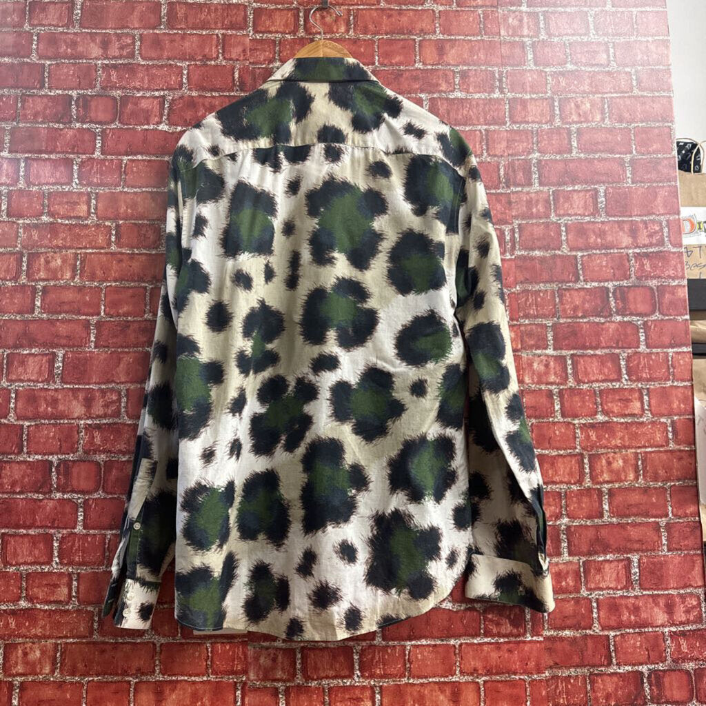 Kenzo Abstract Button Down Wht/Grn XL