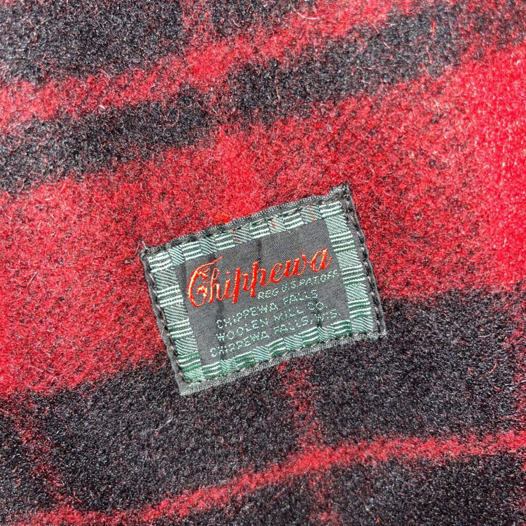 Vintage 1950s Chippewa Woolen Mill Co Buffalo Plaid Button Up Jacket Red Black Size XL