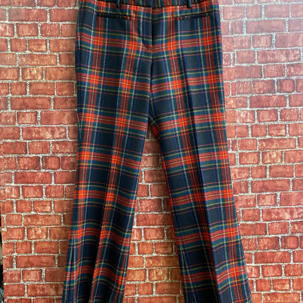 LL Bean Virgin Wool Plaid Pants Red Size 16