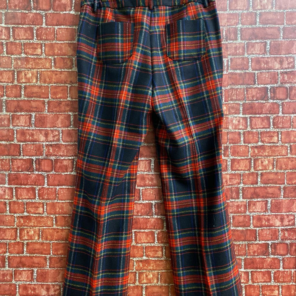 LL Bean Virgin Wool Plaid Pants Red Size 16