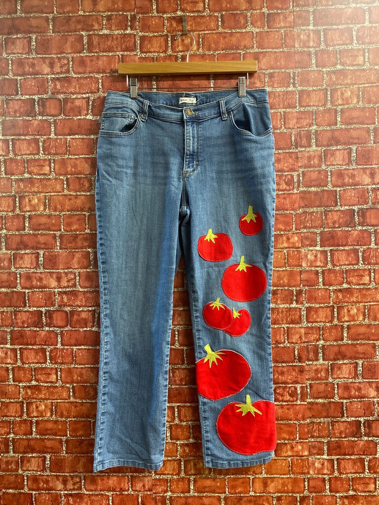 Hand Made Patchwork Tomato Jeans Blue Size 36