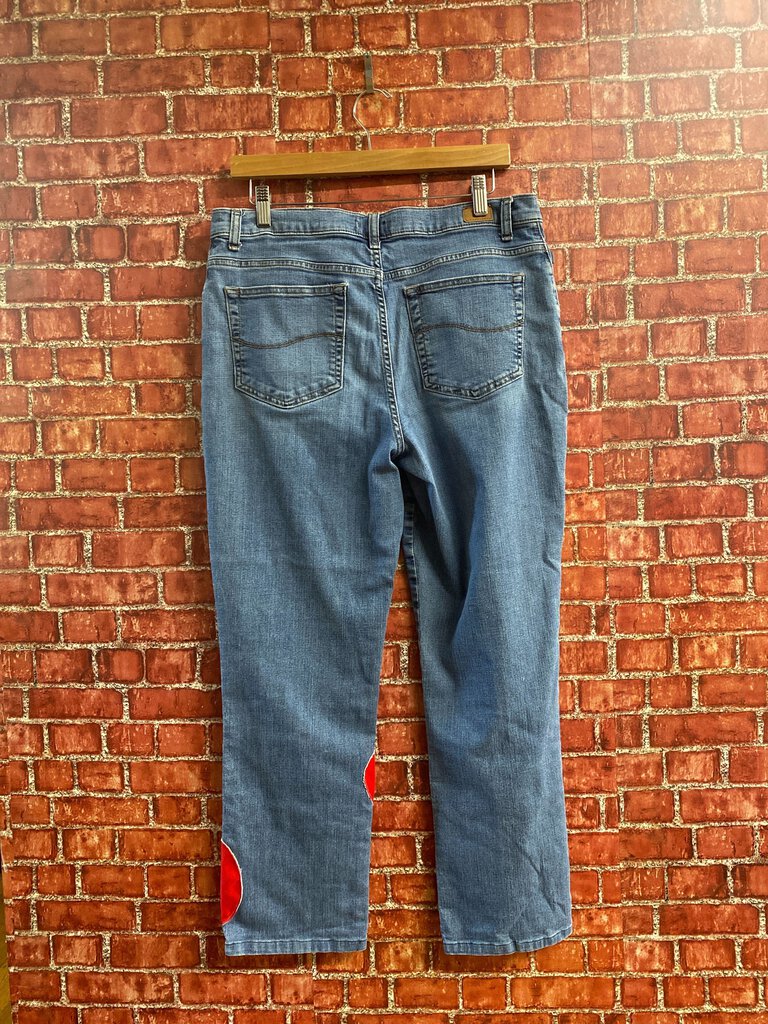 Hand Made Patchwork Tomato Jeans Blue Size 36