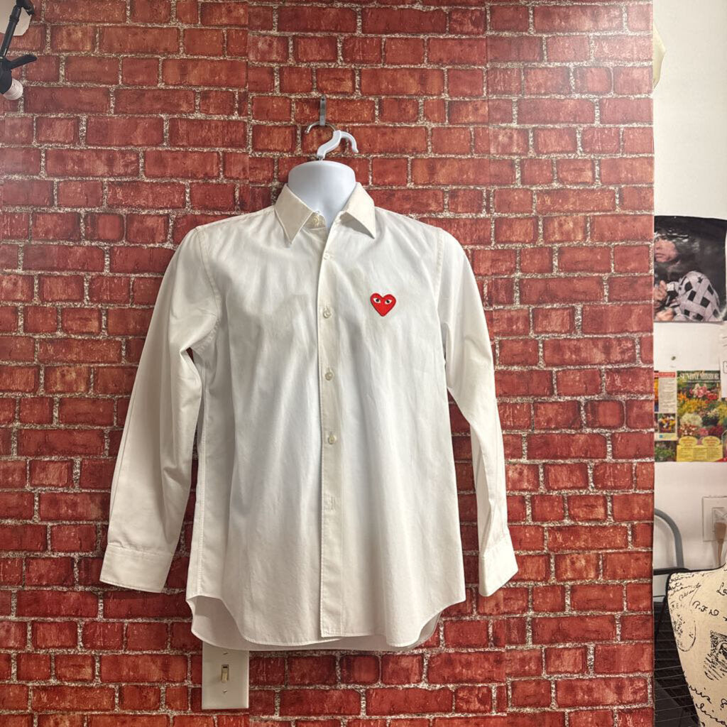 Comme Des Garcons PLAY Button Down White Size S