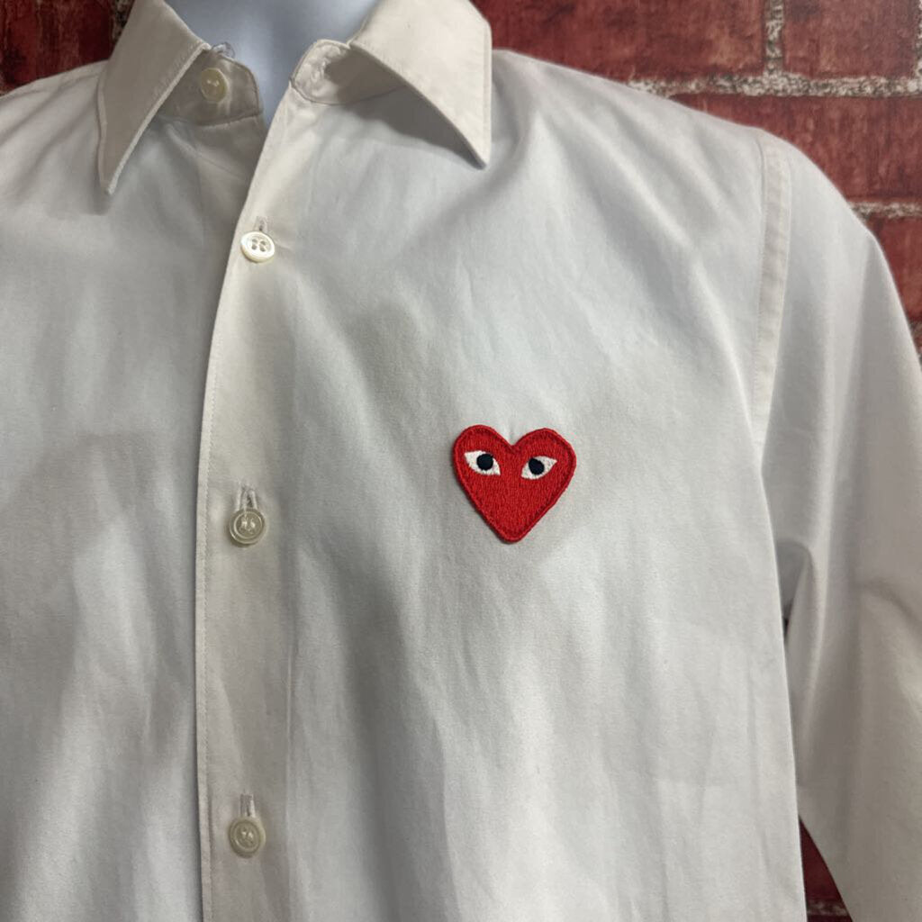 Comme Des Garcons PLAY Button Down White Size S