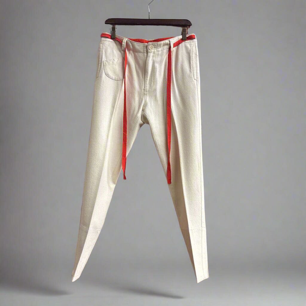 Undercover Jun Takahashi Casual Ecru Pants With Red Rope Belt Cream Size 32