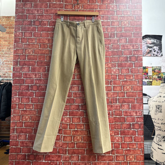 Loewe Khaki Cotton Button Fly Trousers Tan Size 44