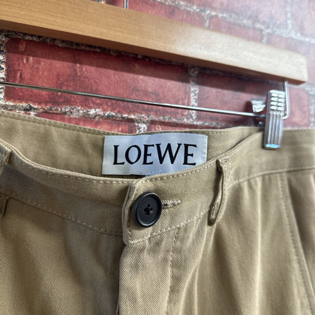 Loewe Khaki Cotton Button Fly Trousers Tan Size 44